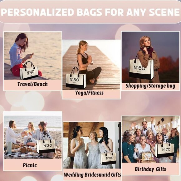 Birthday Tote Bag Canvas Gift for Women Keepsake Party Beach Travel - Picture 7 of 7